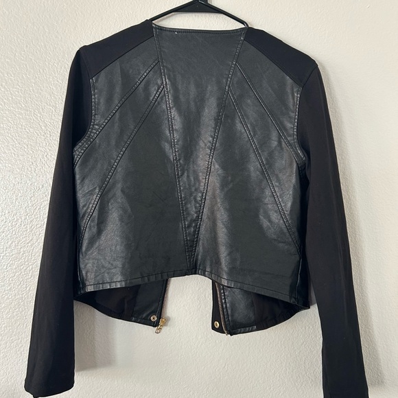 GUESS Women's Black Leather Jacket - Picture 4 of 5